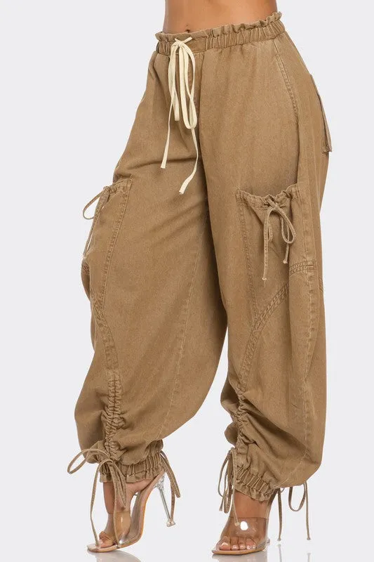 TEEK - Urban Chic Drawstring Denim Cargo Pants