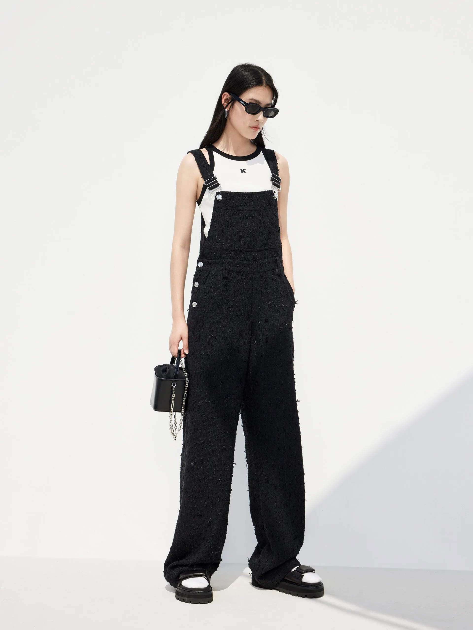 Textured Overalls Jumpsuit