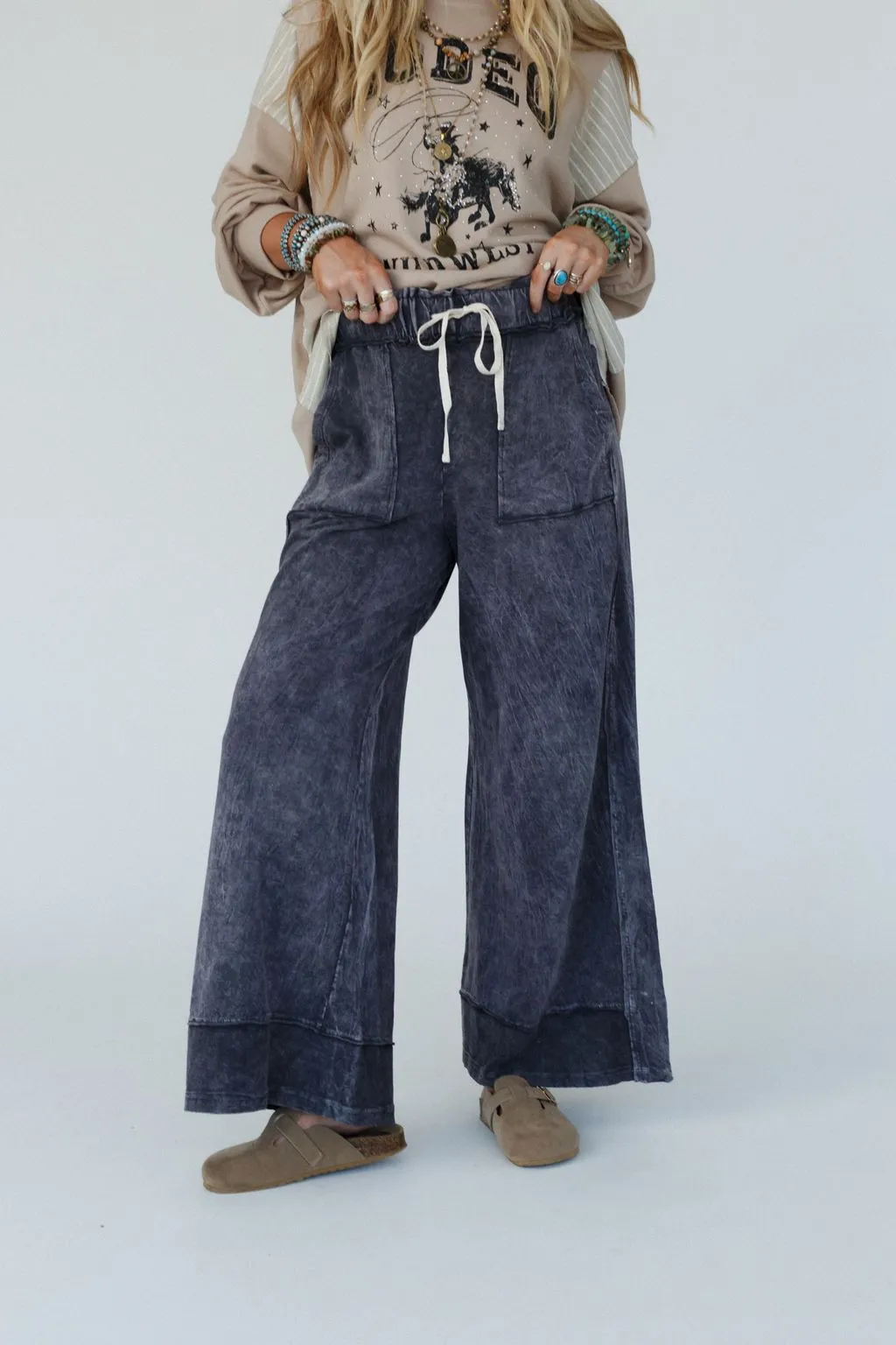 The Nest Heaven Sent Wide Leg Pant - Charcoal