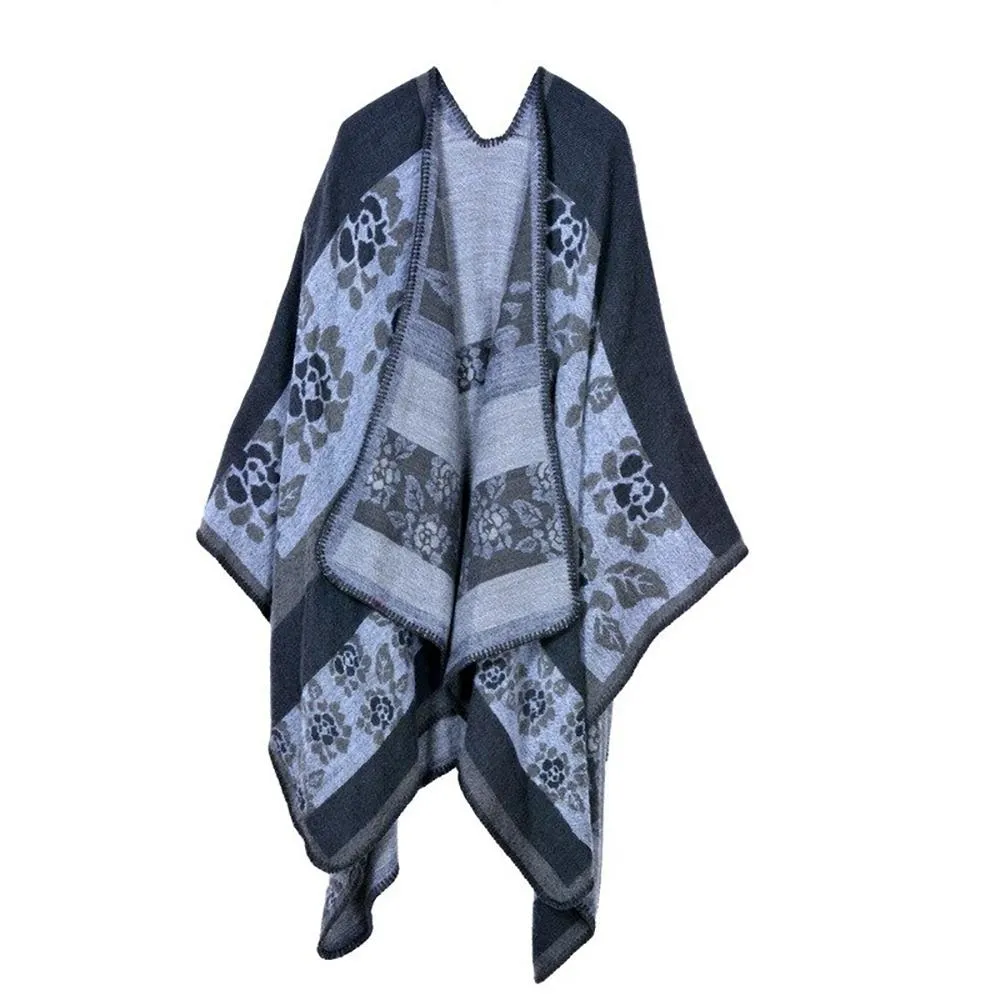 Thick and Warm Geometric Poncho Scarves