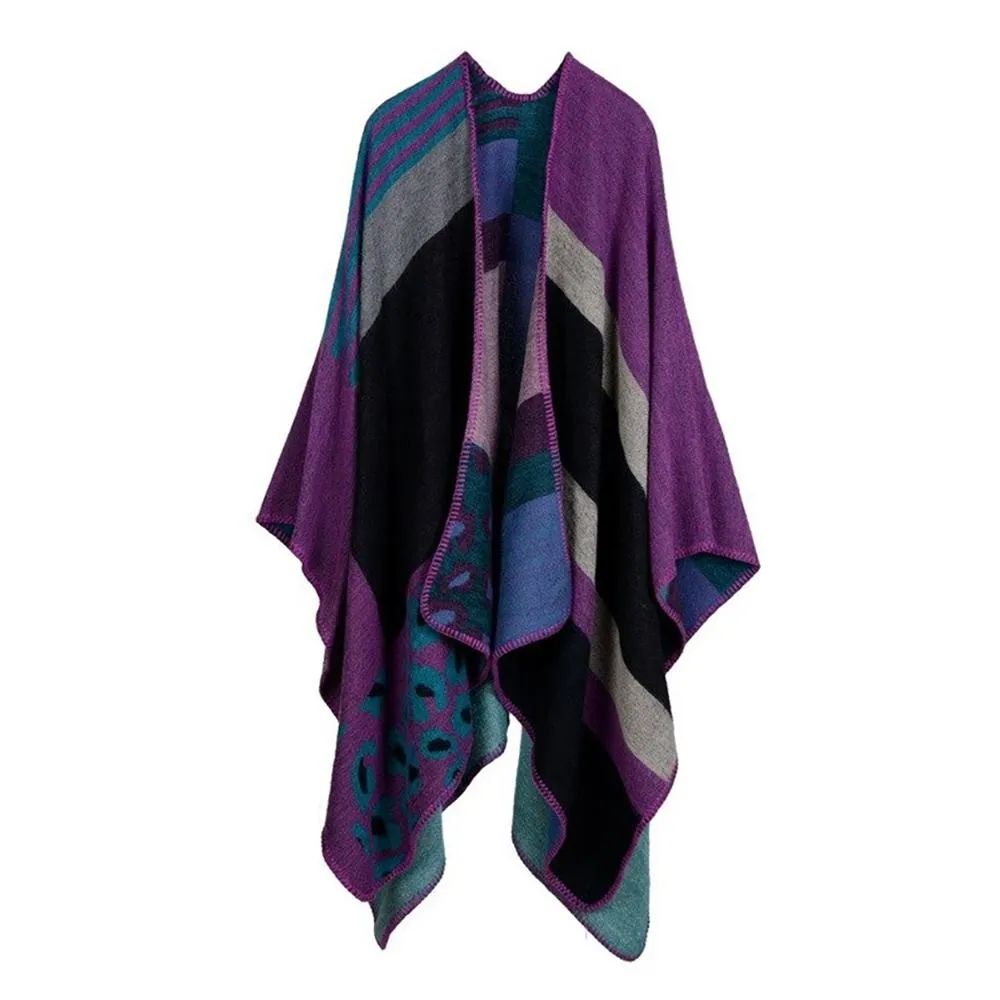 Thick and Warm Geometric Poncho Scarves