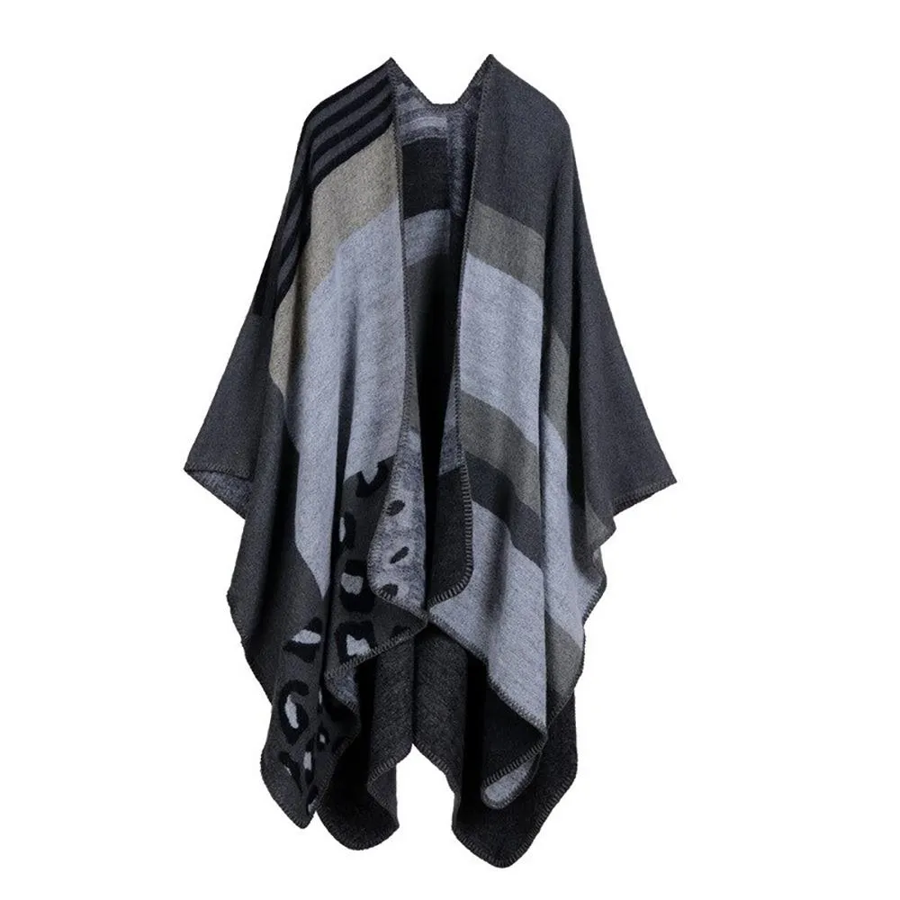 Thick and Warm Geometric Poncho Scarves