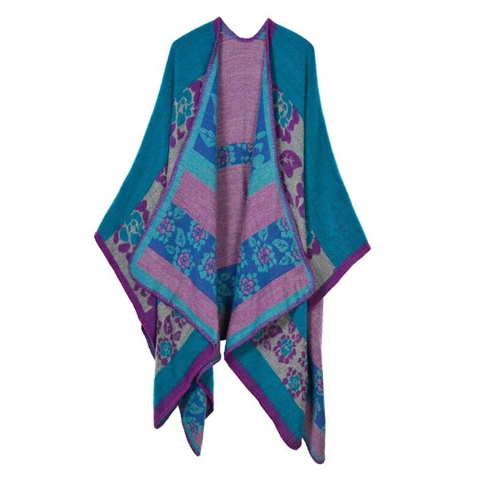 Thick and Warm Geometric Poncho Scarves