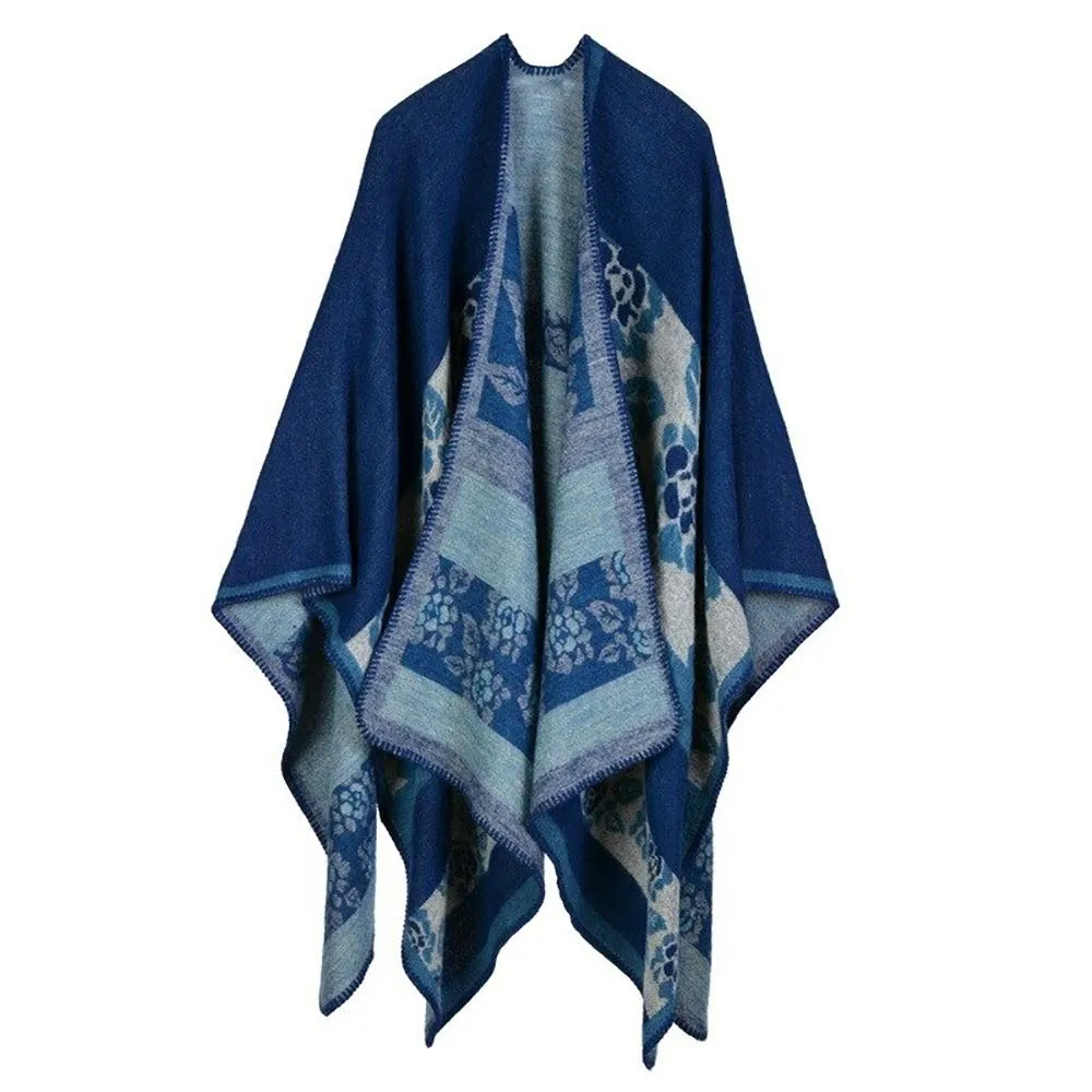 Thick and Warm Geometric Poncho Scarves