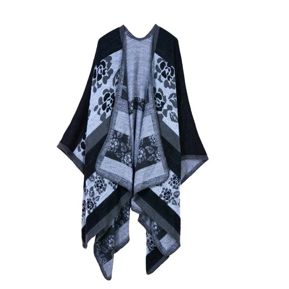 Thick and Warm Geometric Poncho Scarves