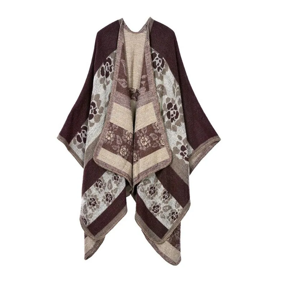 Thick and Warm Geometric Poncho Scarves