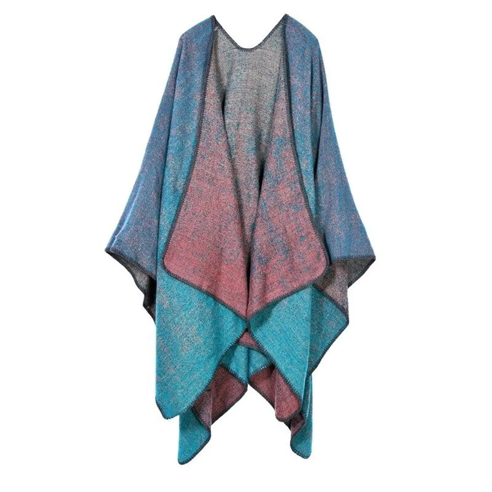 Thick and Warm Geometric Poncho Scarves