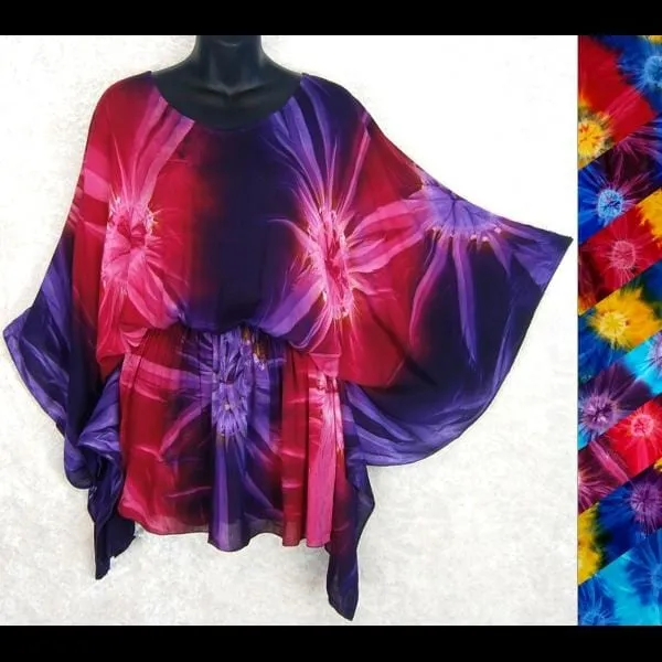 Tie-Dye Butterfly Poncho Top