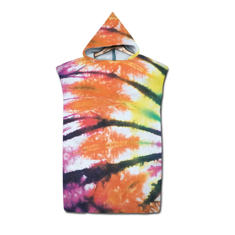 Tie dye Microfiber Hooded Bath Towel Cloak unisex Bathrobe Swimming Beach Towels Surf Poncho Beachwear