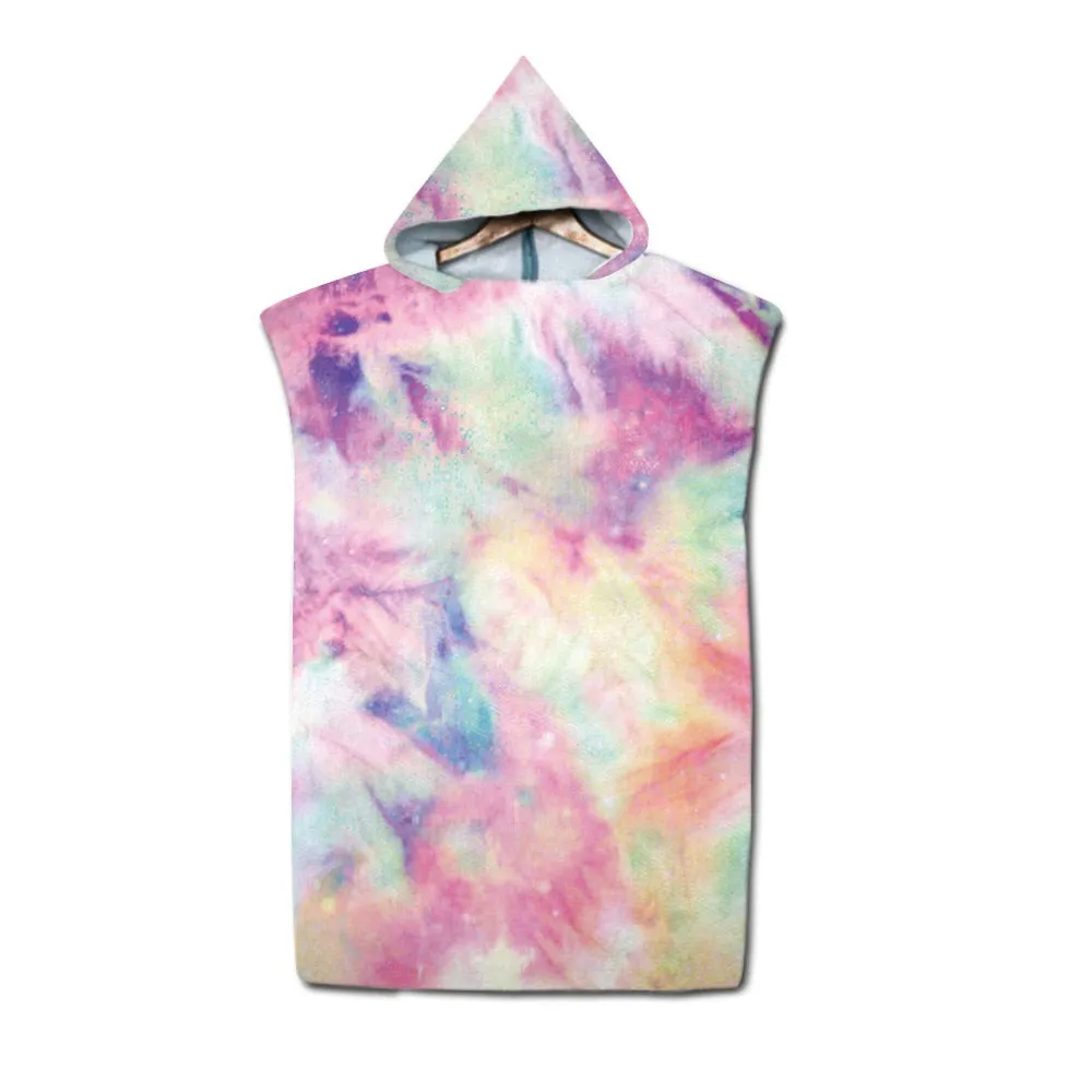 Tie dye Microfiber Hooded Bath Towel Cloak unisex Bathrobe Swimming Beach Towels Surf Poncho Beachwear