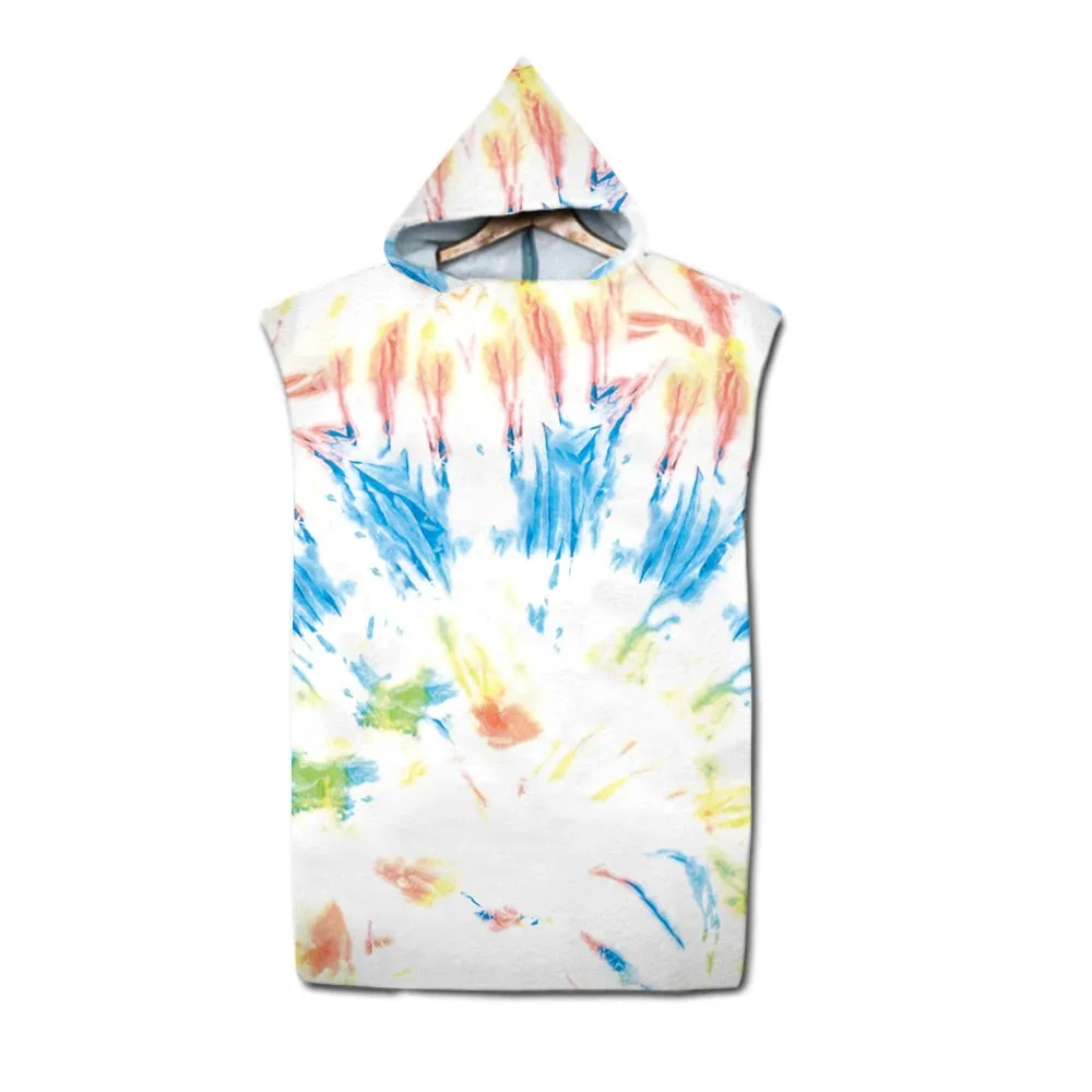 Tie dye Microfiber Hooded Bath Towel Cloak unisex Bathrobe Swimming Beach Towels Surf Poncho Beachwear