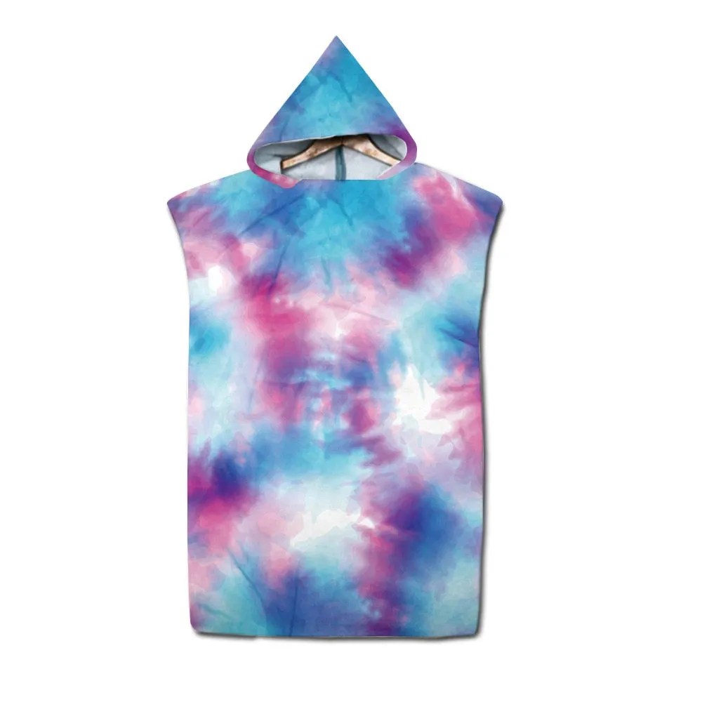 Tie dye Microfiber Hooded Bath Towel Cloak unisex Bathrobe Swimming Beach Towels Surf Poncho Beachwear