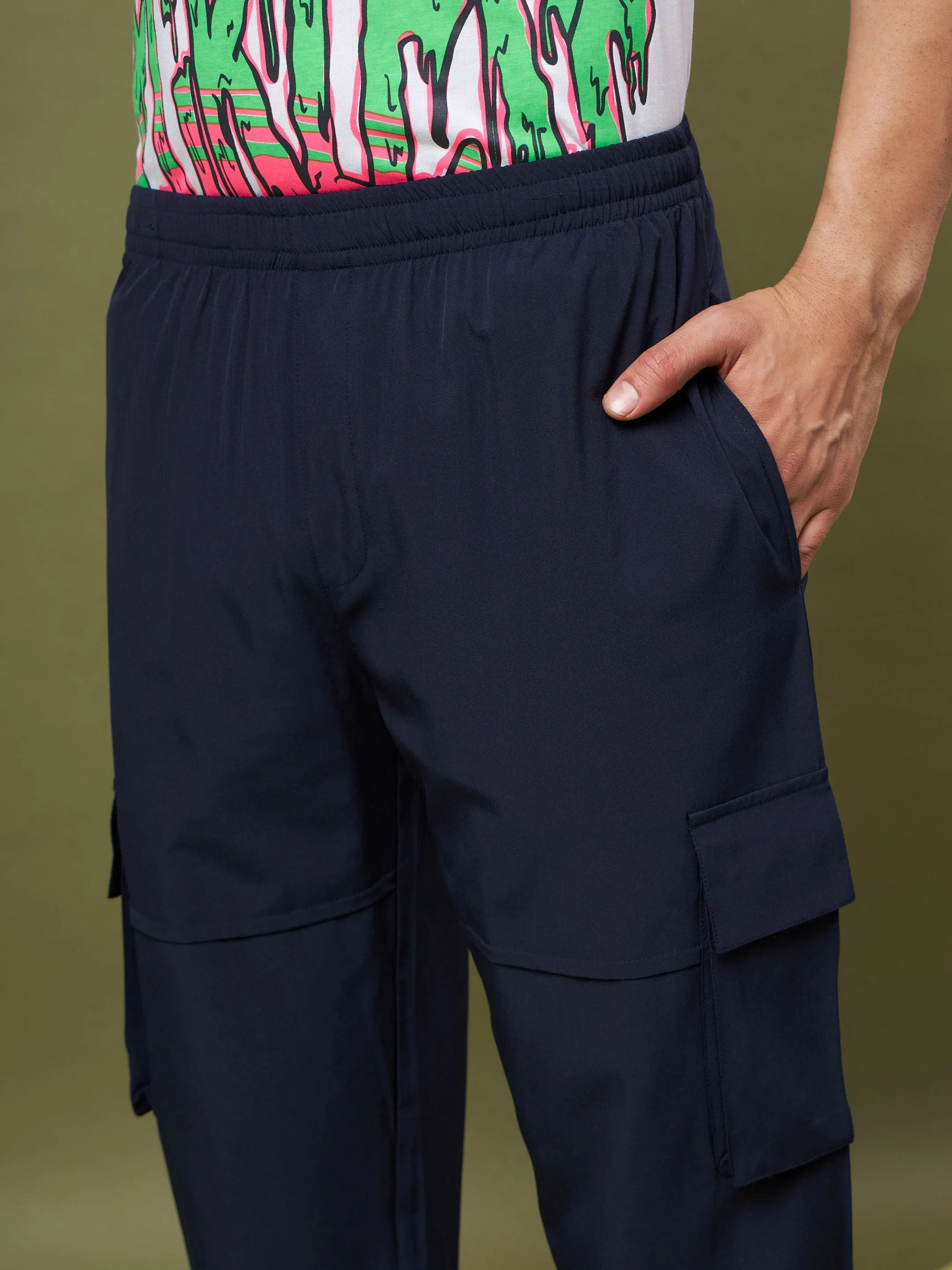 Unisex Navy Parachute Cargo Pants