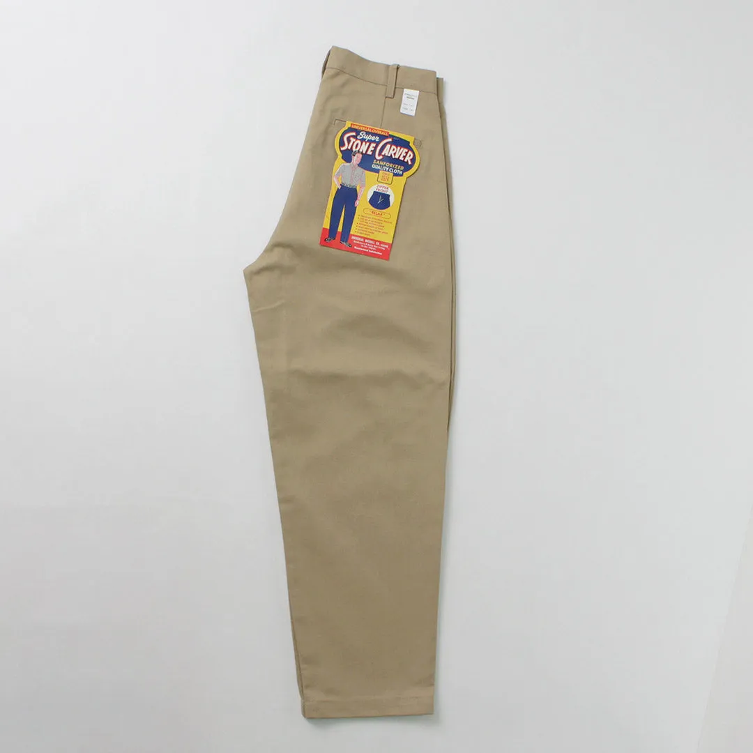 UNIVERSAL OVERALL / Heritage T/C Relaxed 2-Tuck Trousers STONE CARVER