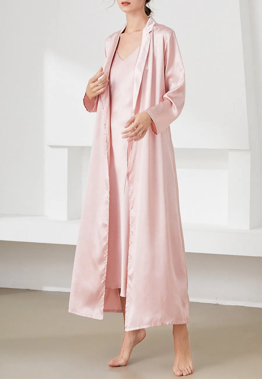 V Neck Slip Dress and Robe Set