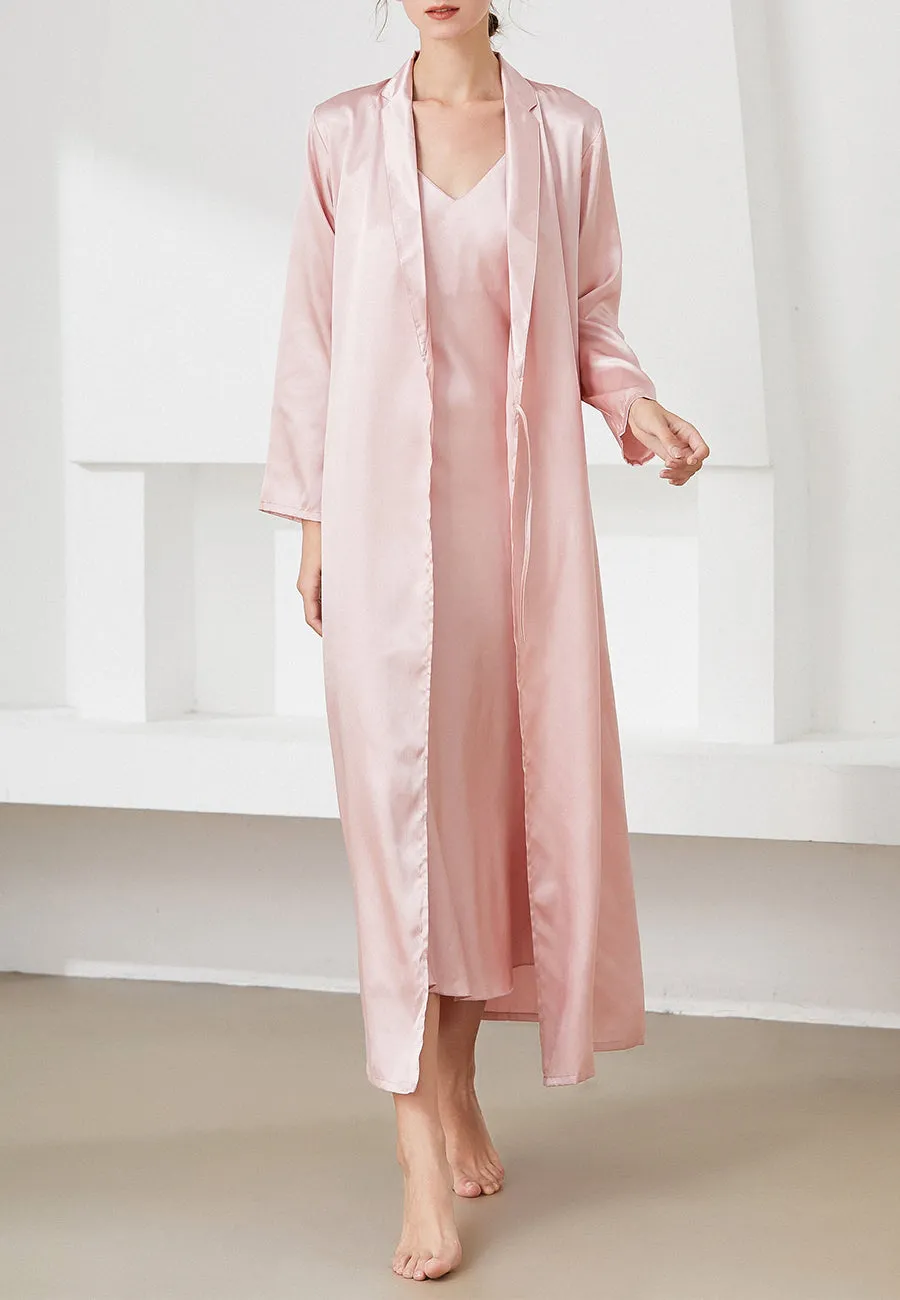 V Neck Slip Dress and Robe Set