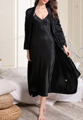 V Neck Slip Dress and Robe Set