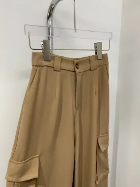 Wide Leg Cargo Trousers -  Latte