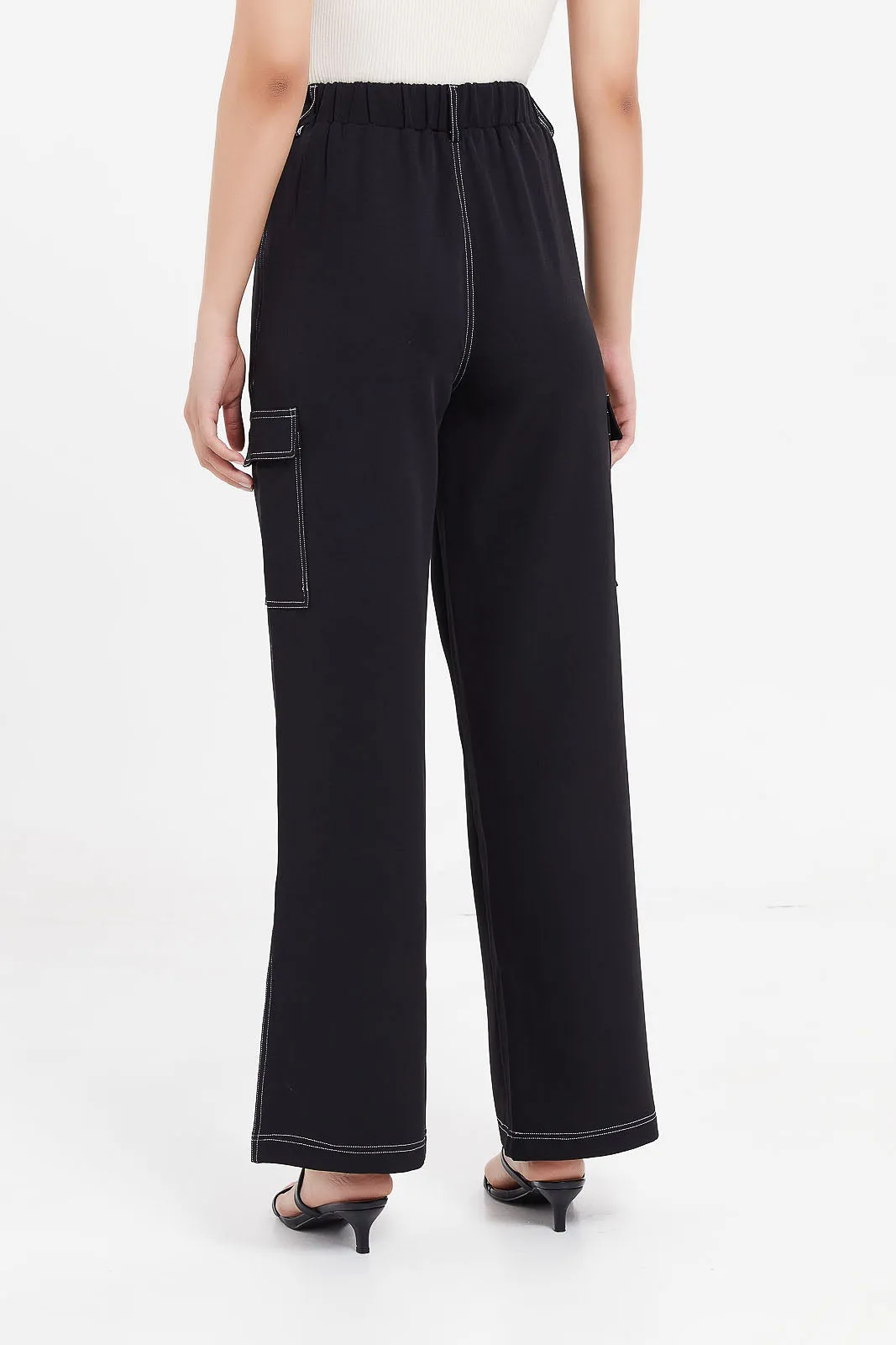 Women Black Cargo Trousers