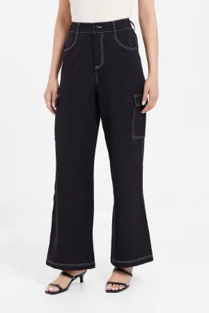 Women Black Cargo Trousers