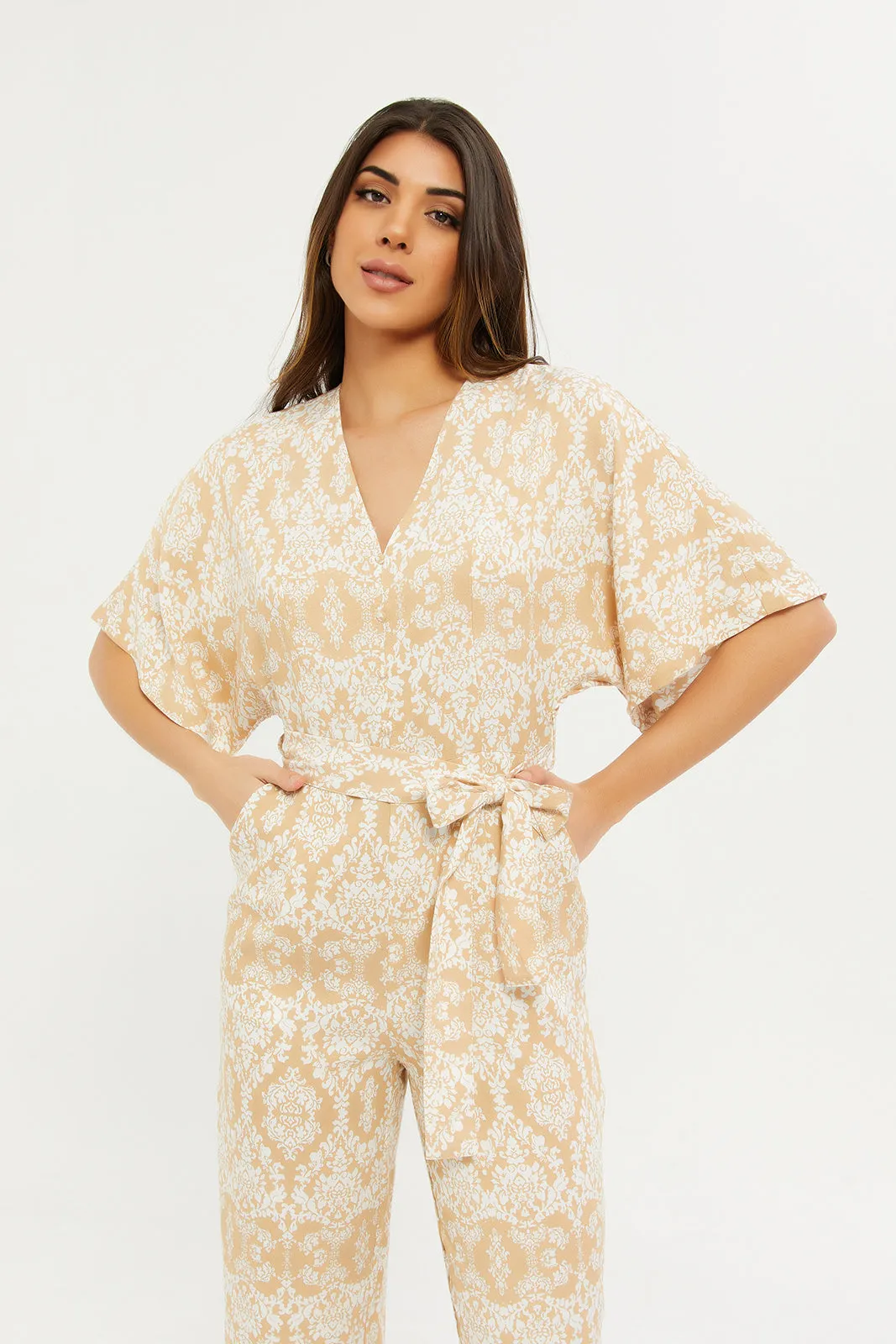 Women Printed Button Thru Jumpsuit