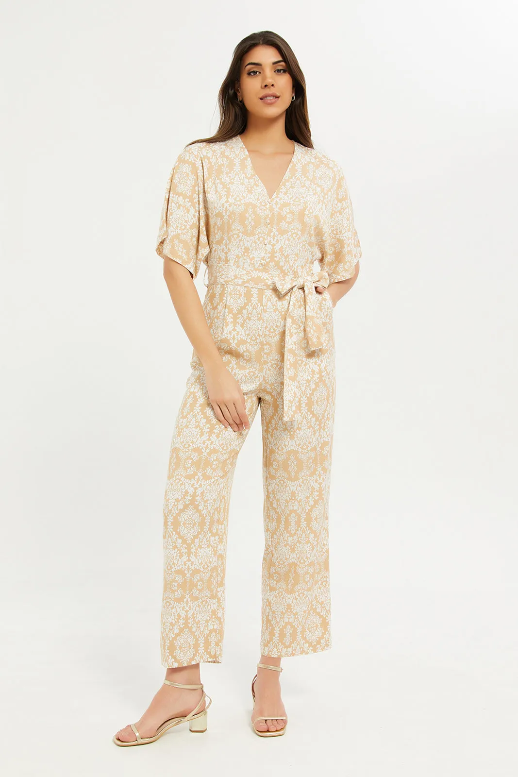 Women Printed Button Thru Jumpsuit