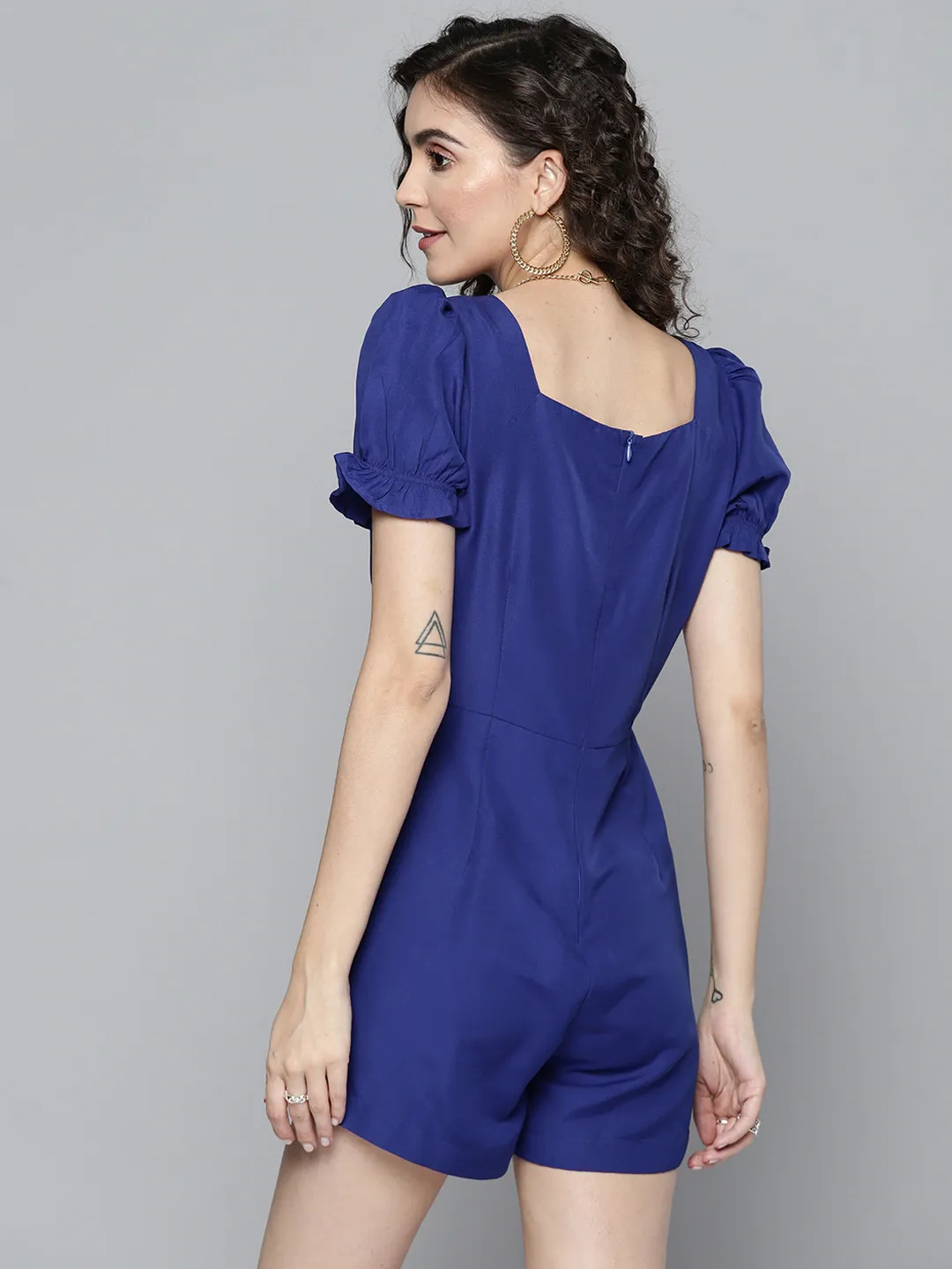 Women Royal Blue Front Twist Playsuit