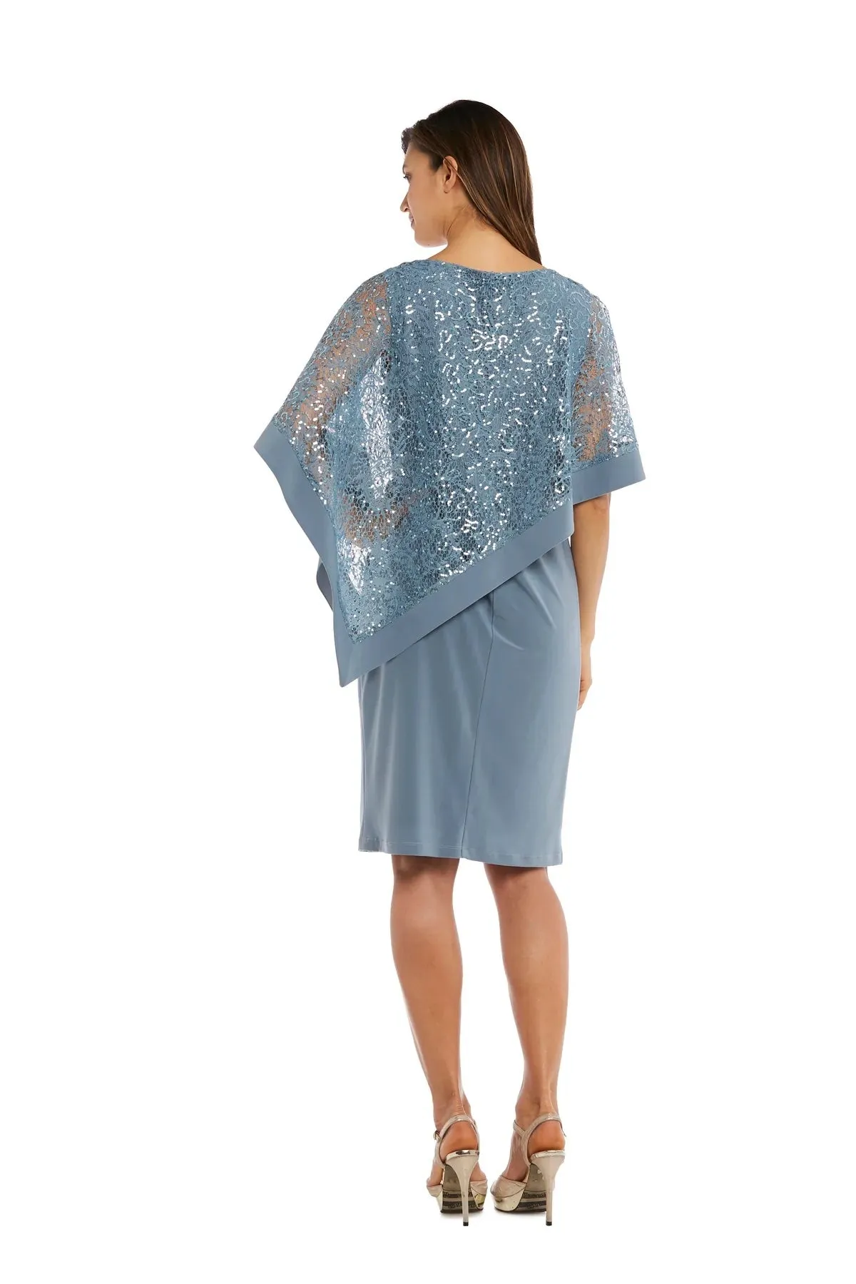 Women's Draped Sequin Lace Poncho Party Dress - Cocktail Dress