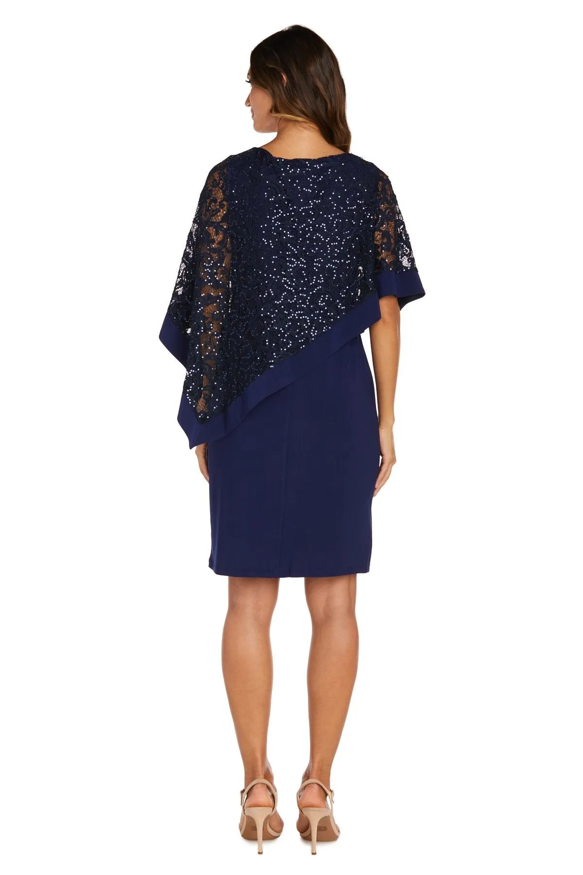 Women's Draped Sequin Lace Poncho Party Dress - Cocktail Dress