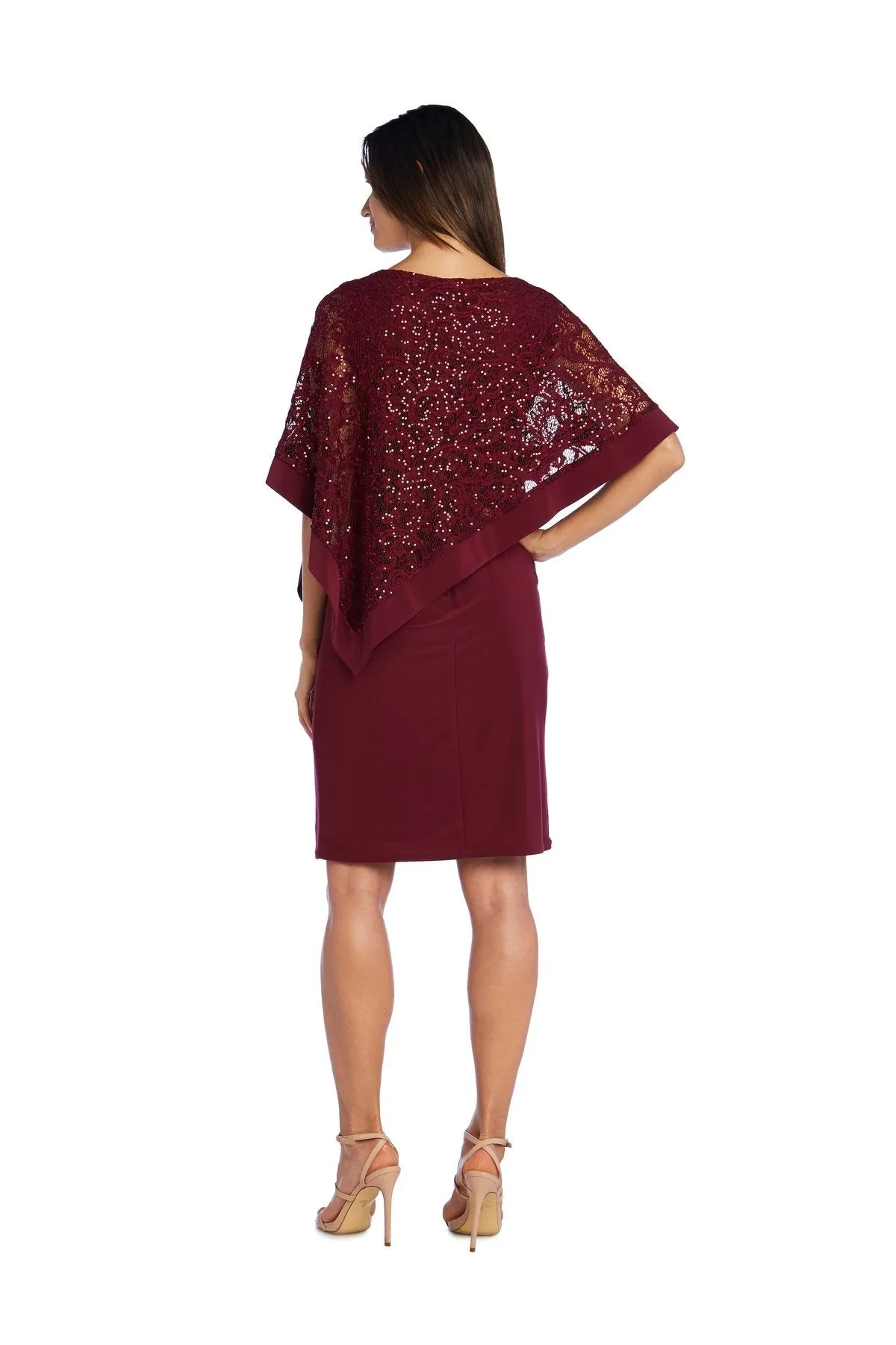 Women's Draped Sequin Lace Poncho Party Dress - Cocktail Dress