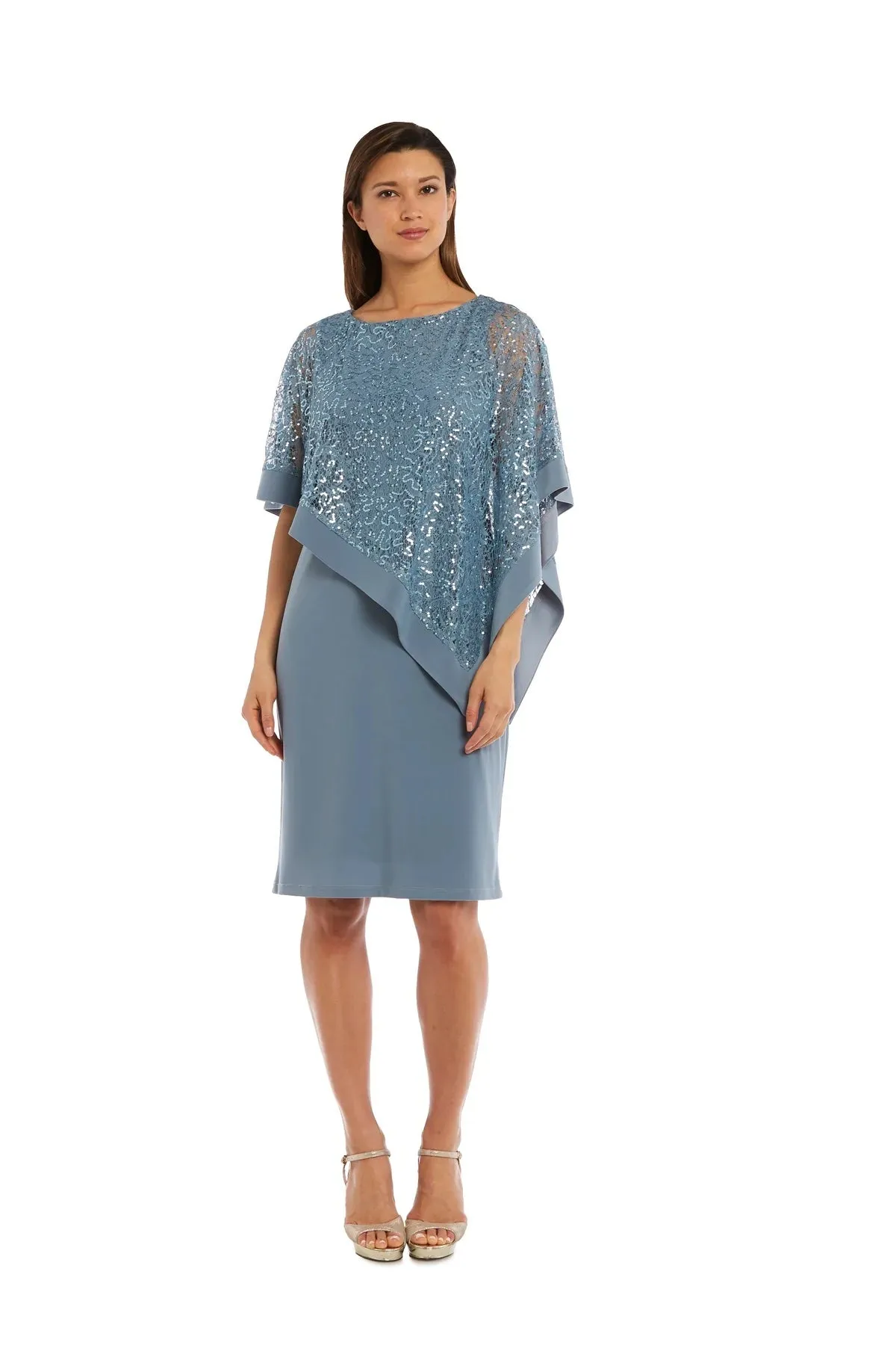 Women's Draped Sequin Lace Poncho Party Dress - Cocktail Dress