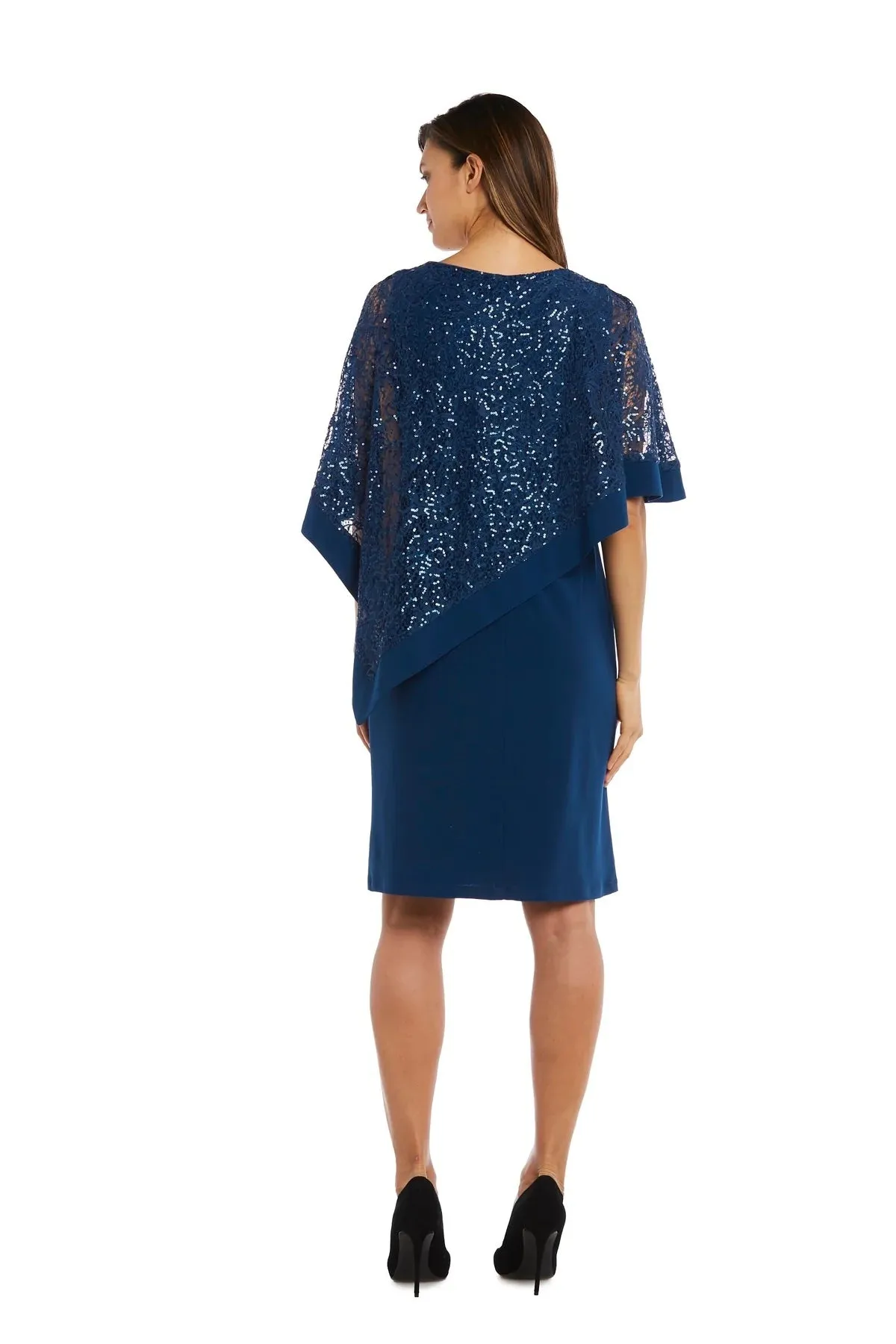 Women's Draped Sequin Lace Poncho Party Dress - Cocktail Dress