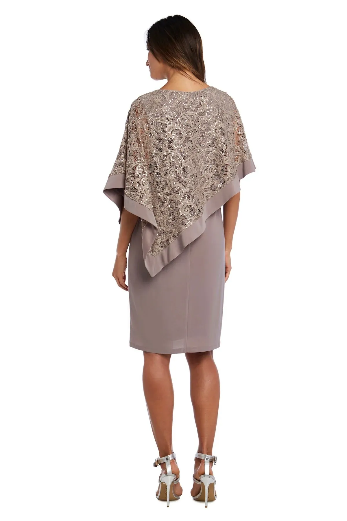 Women's Draped Sequin Lace Poncho Party Dress - Cocktail Dress