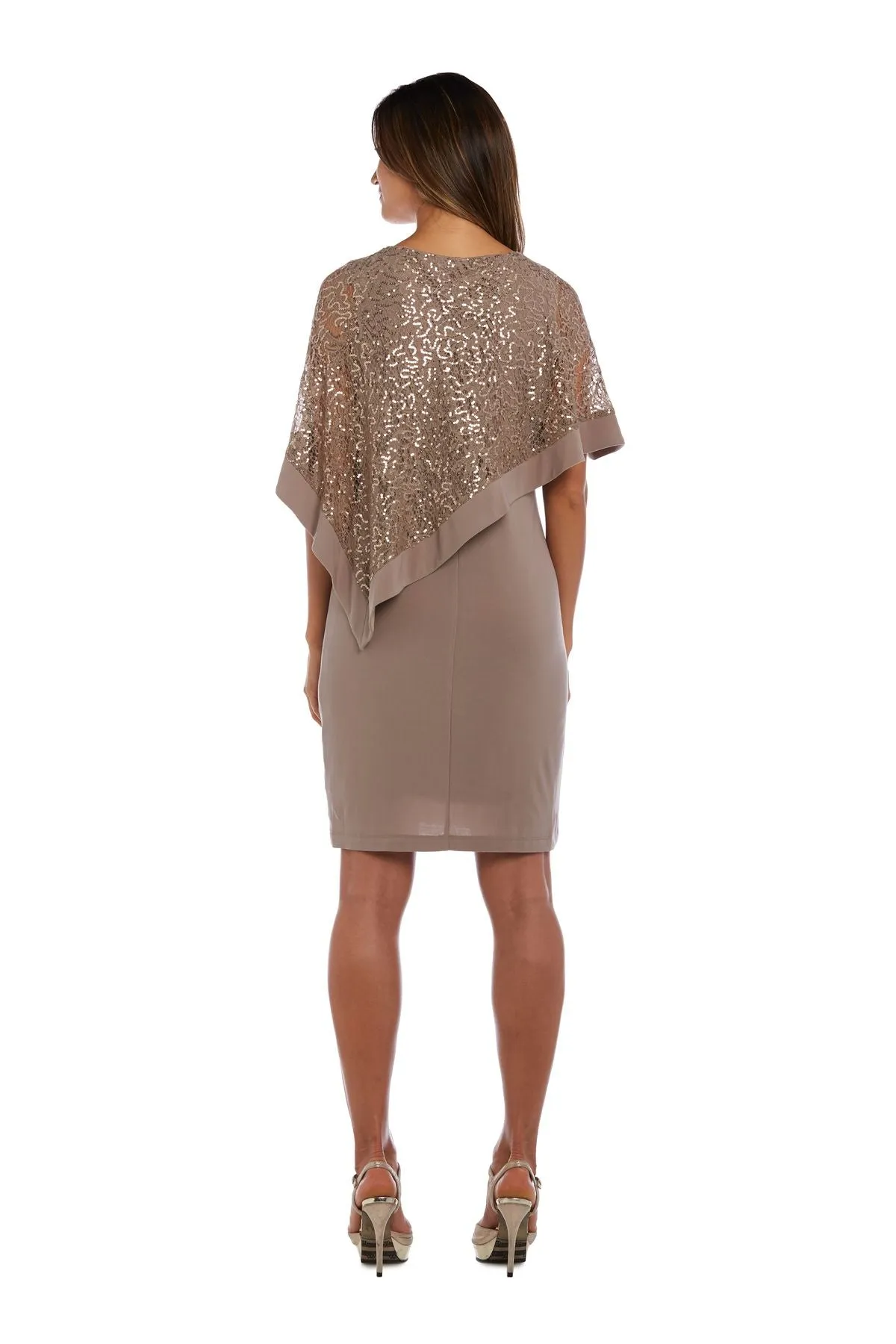 Women's Draped Sequin Lace Poncho Party Dress - Cocktail Dress