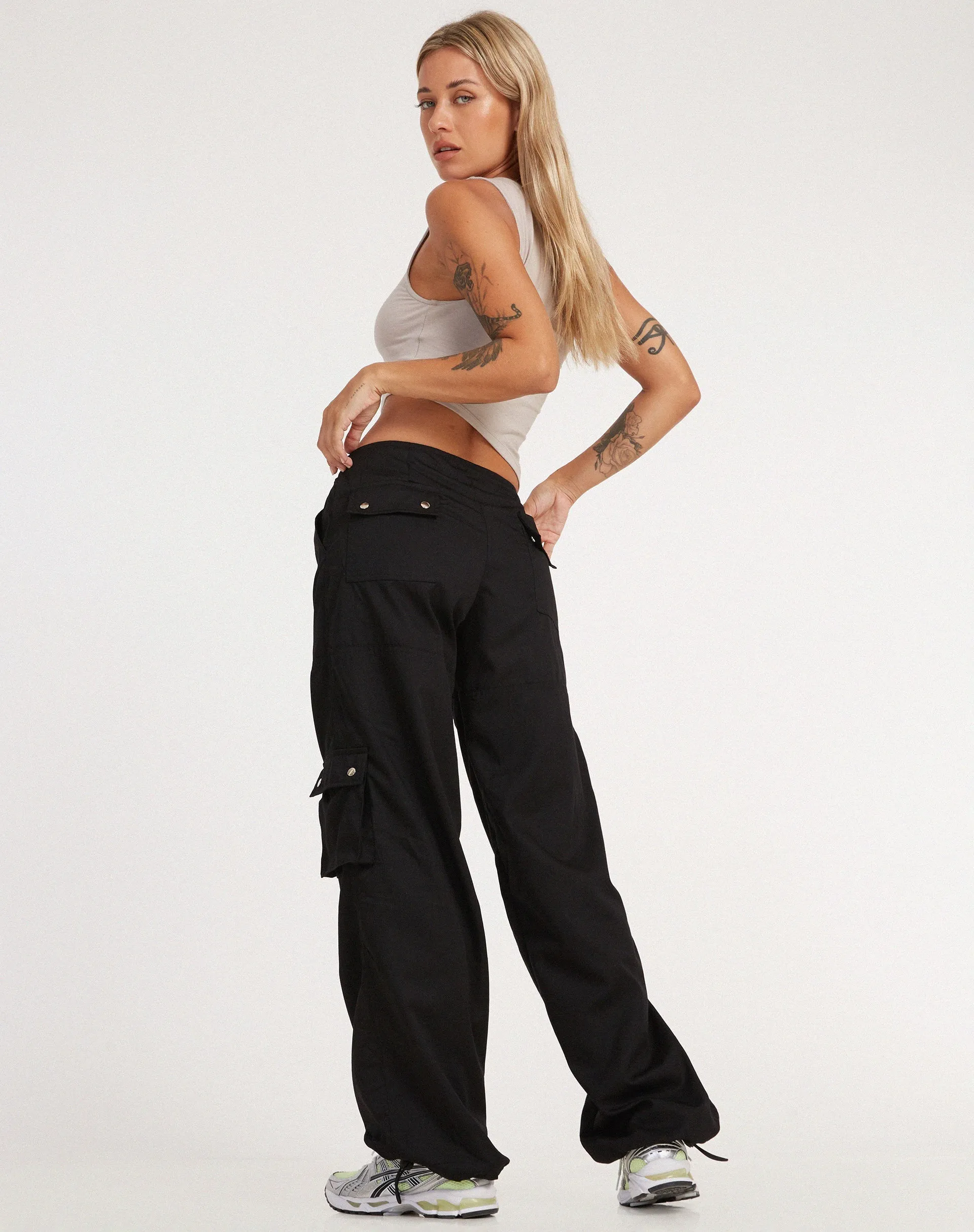 Xander Cargo Trouser in Cotton Drill Black