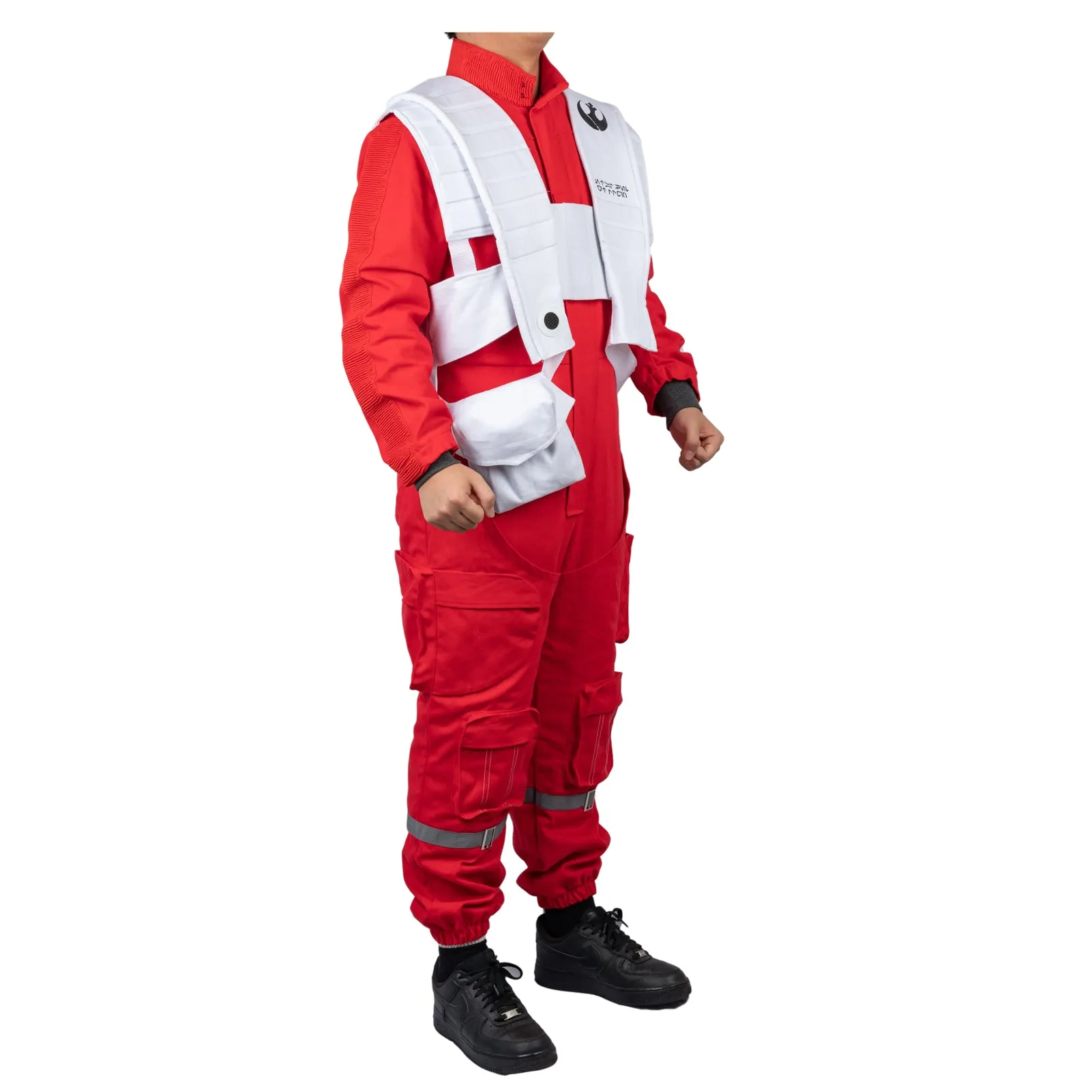 Xcoser Star Wars Poe Dameron Upgrade Costume Cosplay Red Jumpsuit Suit Unisex Halloween Cosplay Outfit