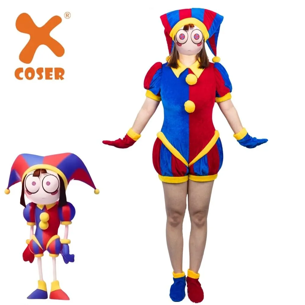 Xcoser The Amazing Digital Circus Pomni Cosplay Costume Hat Glove Full Set Adult