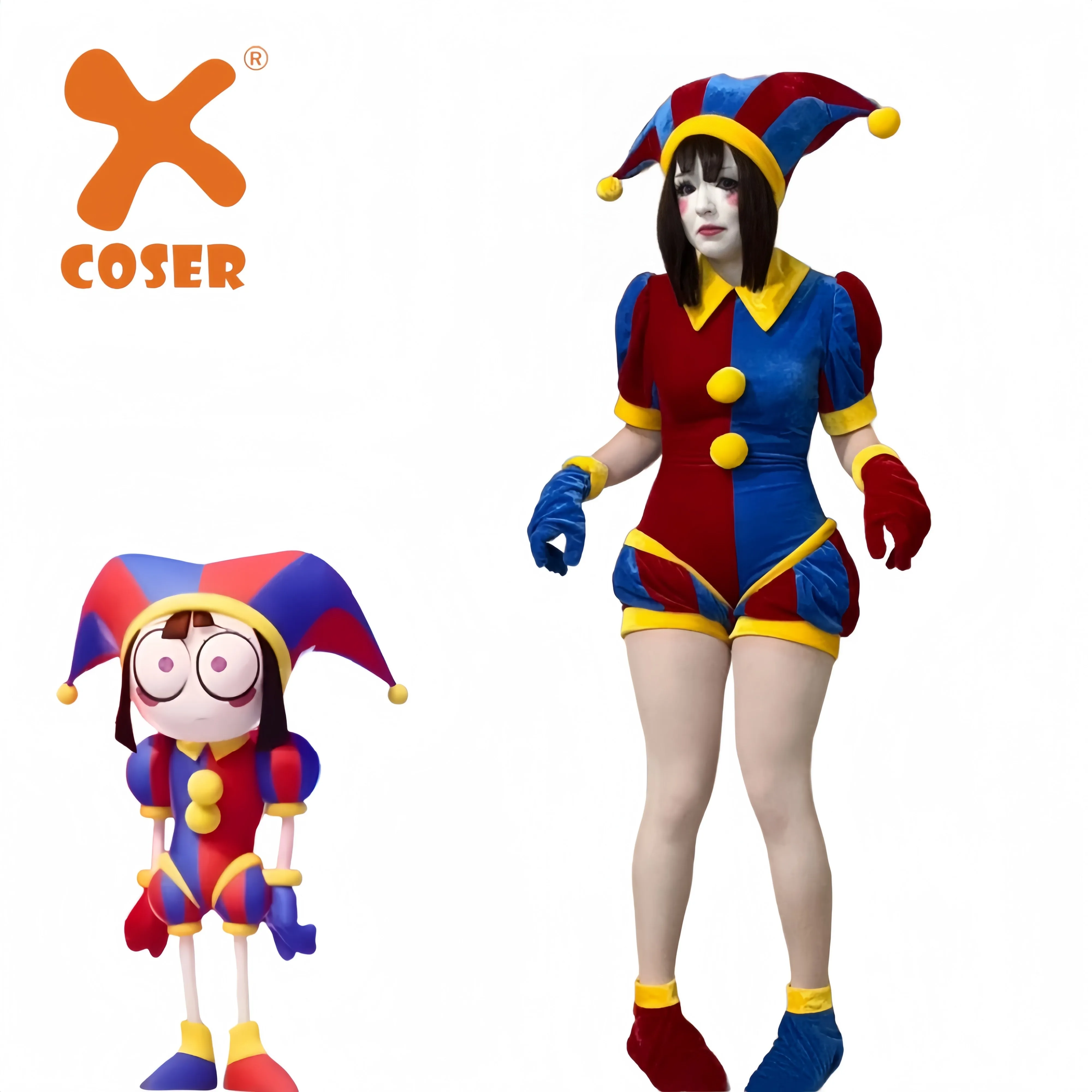 Xcoser The Amazing Digital Circus Pomni Cosplay Costume Hat Glove Full Set Adult