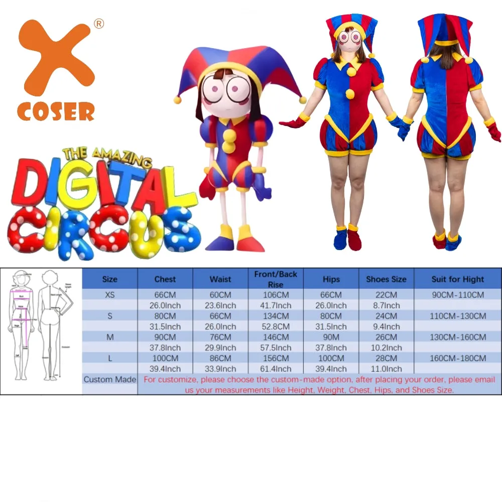 Xcoser The Amazing Digital Circus Pomni Cosplay Costume Hat Glove Full Set Adult