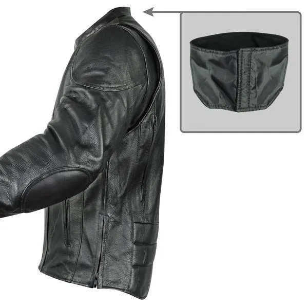 Xelement B7209 Men's 'Renegade' Black Leather Motorcycle Jacket with