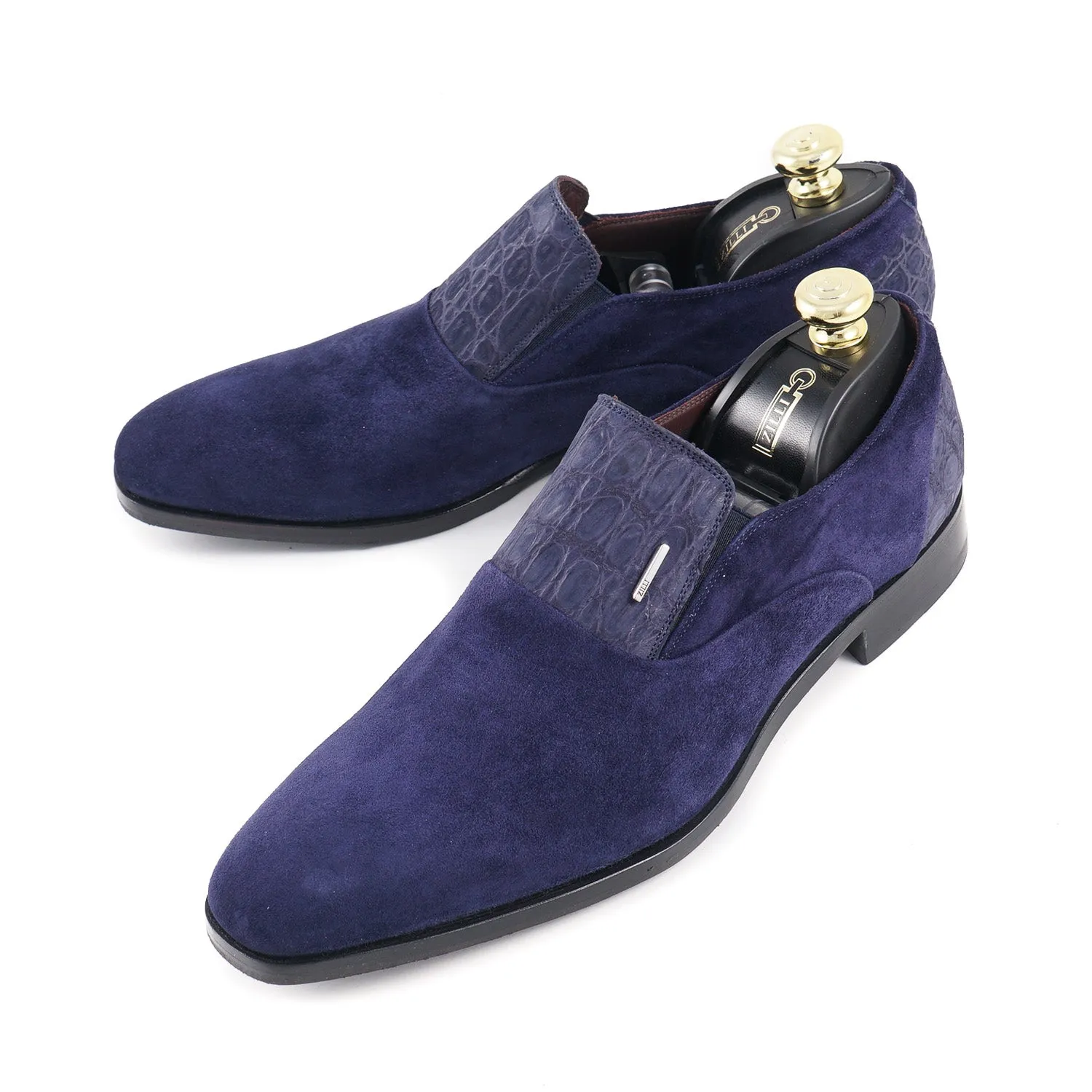 Zilli Calf Suede and Caiman Loafers