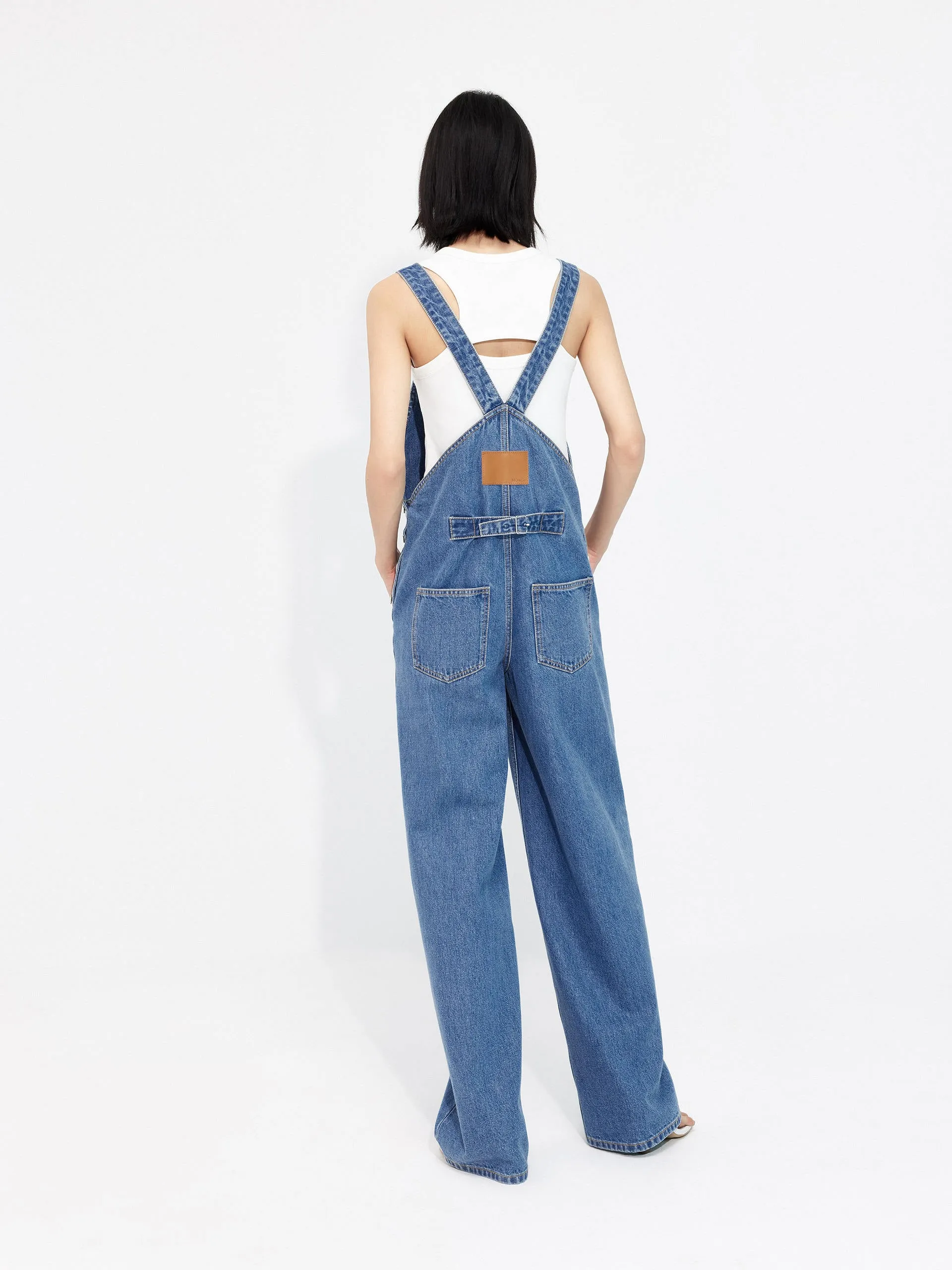 Zipper Front Denim Jumpsuit