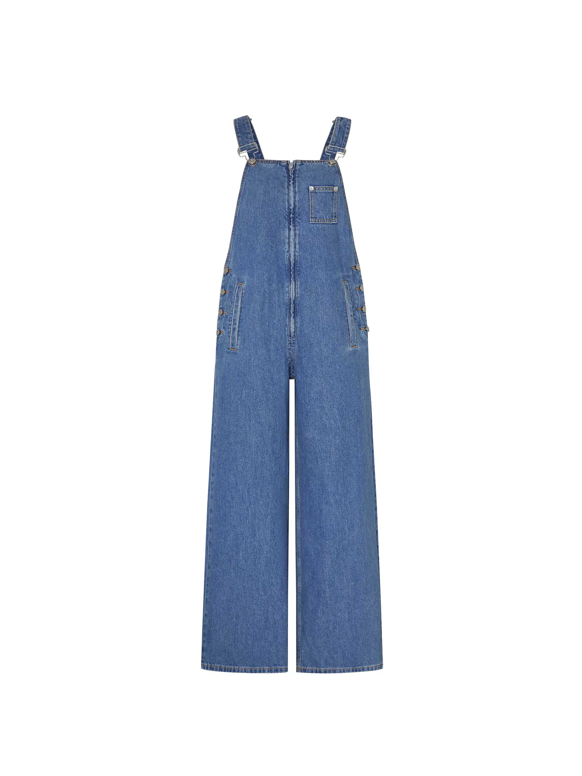 Zipper Front Denim Jumpsuit